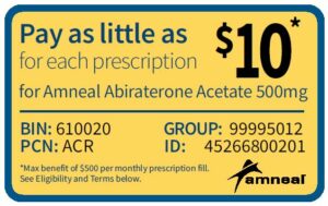 Copay card for Abiraterone 500mg