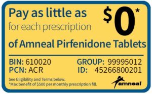 Copay card for Pirfenidone Tabs